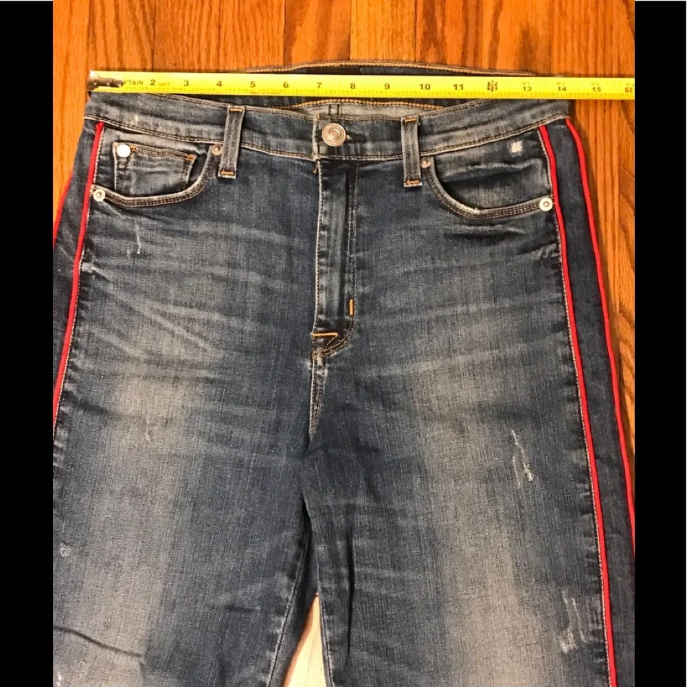 Hudson Zoey High Rise Red Tuxedo stripes Jeans 27 - Picture 9 of 16